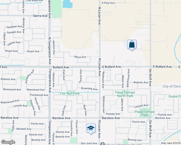 map of restaurants, bars, coffee shops, grocery stores, and more near 2932 Morris Ave in Clovis