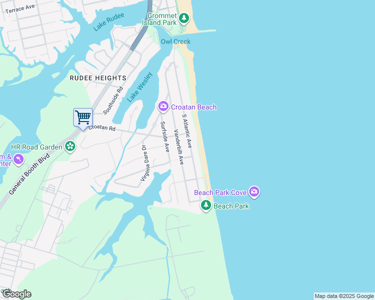 map of restaurants, bars, coffee shops, grocery stores, and more near 661 South Atlantic Avenue in Virginia Beach
