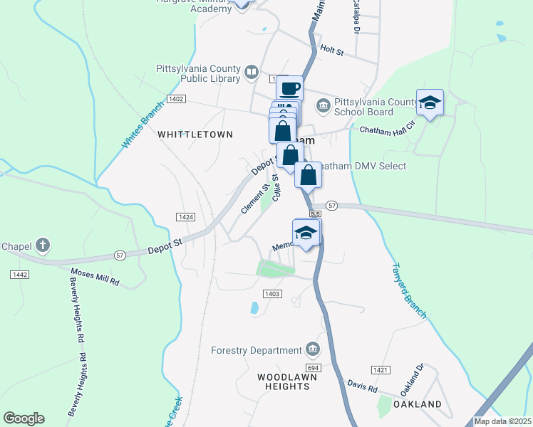 map of restaurants, bars, coffee shops, grocery stores, and more near 209 Collie Street in Chatham