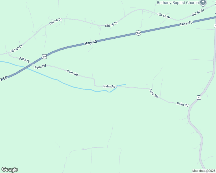 map of restaurants, bars, coffee shops, grocery stores, and more near Palm Road in Neosho