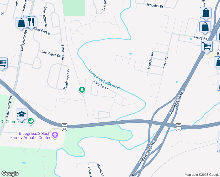 map of restaurants, bars, coffee shops, grocery stores, and more near 971 Wing Tip Circle in Hopkinsville
