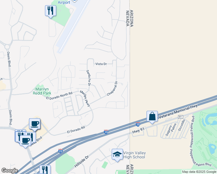 map of restaurants, bars, coffee shops, grocery stores, and more near 811 Palomino Circle in Mesquite