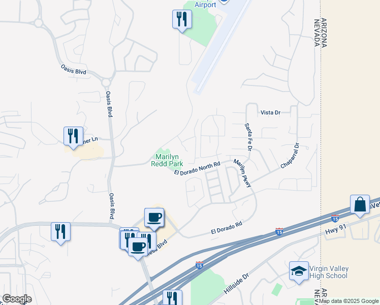 map of restaurants, bars, coffee shops, grocery stores, and more near 890 Kitty Hawk Drive in Mesquite