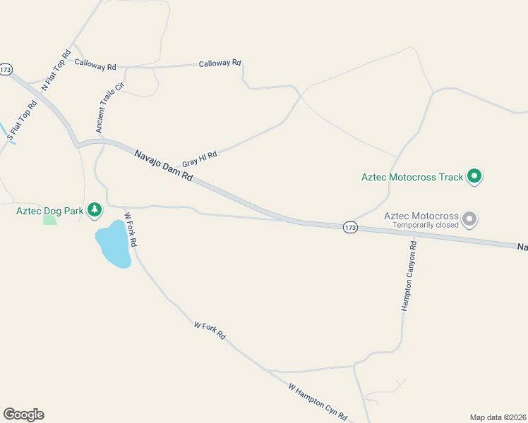 map of restaurants, bars, coffee shops, grocery stores, and more near Navajo Dam Road in Aztec