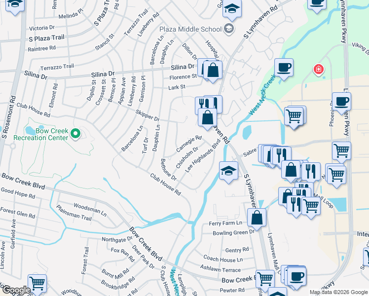 map of restaurants, bars, coffee shops, grocery stores, and more near 433 Chisholm Drive in Virginia Beach