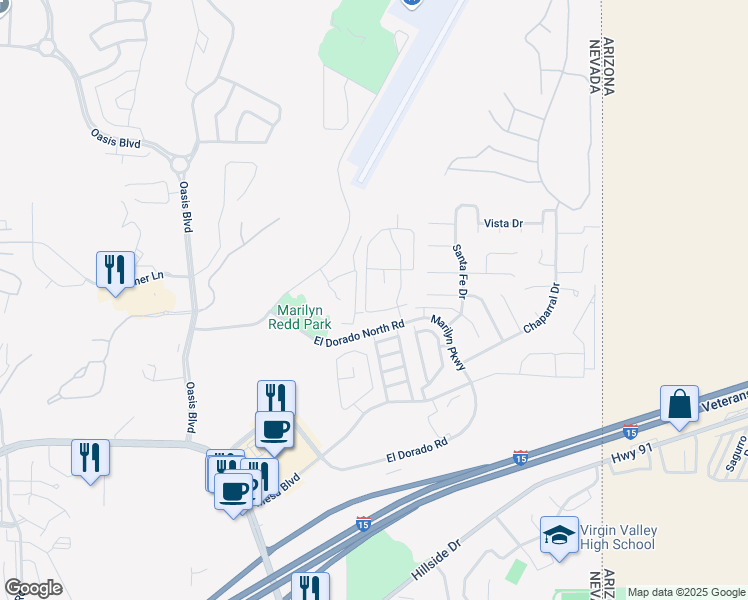 map of restaurants, bars, coffee shops, grocery stores, and more near 845 Mesquite Springs Drive in Mesquite