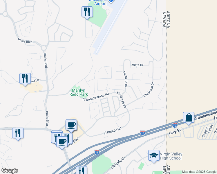 map of restaurants, bars, coffee shops, grocery stores, and more near 834 Mesquite Springs Drive in Mesquite