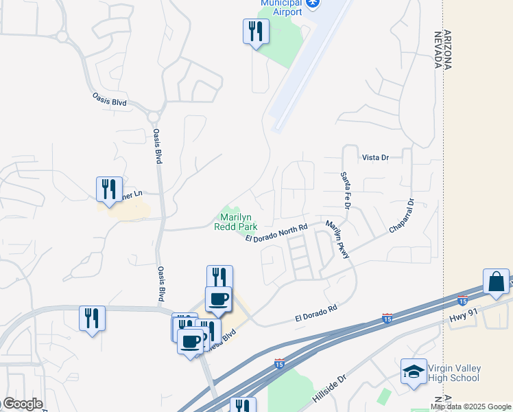 map of restaurants, bars, coffee shops, grocery stores, and more near 890 Kitty Hawk Drive in Mesquite