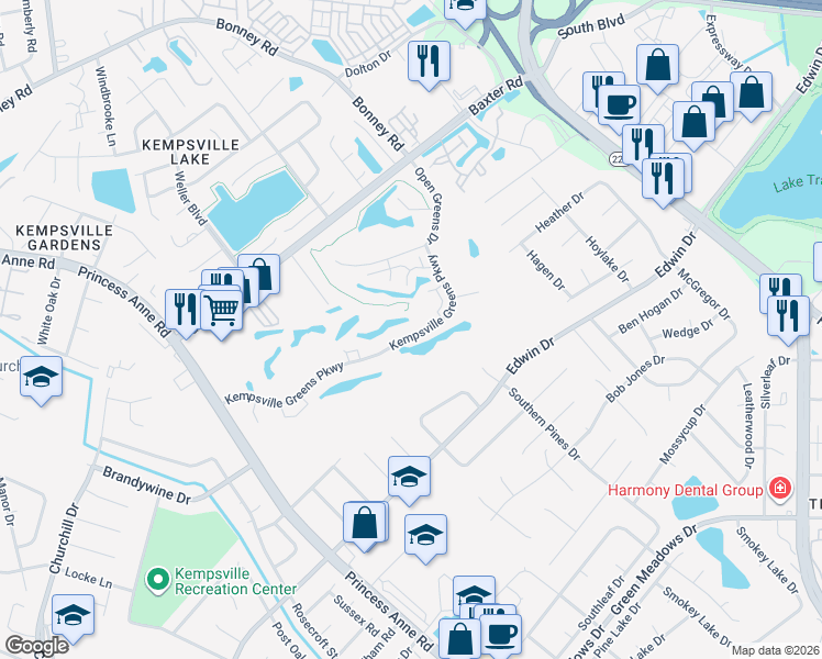 map of restaurants, bars, coffee shops, grocery stores, and more near 4809 Strand Drive in Virginia Beach