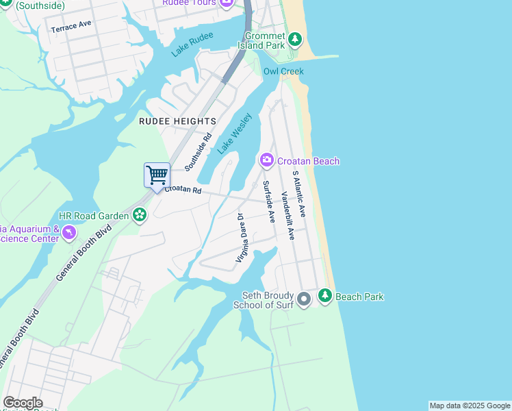 map of restaurants, bars, coffee shops, grocery stores, and more near 409 Croatan Road in Virginia Beach