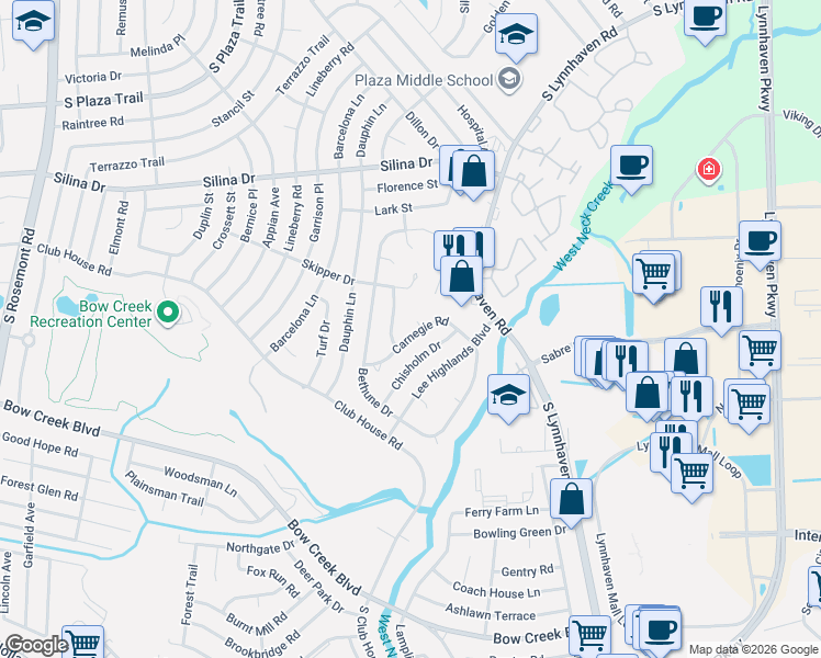 map of restaurants, bars, coffee shops, grocery stores, and more near 453 Carnegie Court in Virginia Beach