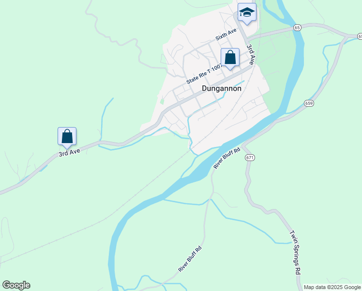 map of restaurants, bars, coffee shops, grocery stores, and more near 237 Ohio Street in Dungannon