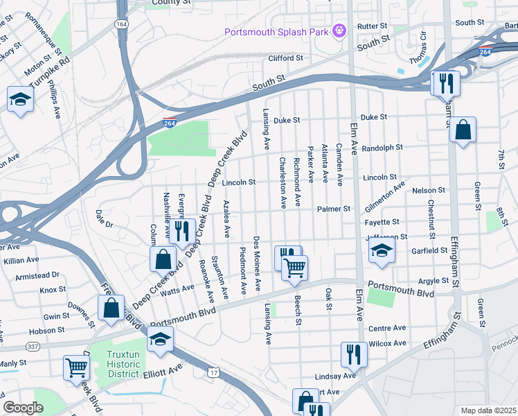 map of restaurants, bars, coffee shops, grocery stores, and more near 2001 Des Moines Avenue in Portsmouth