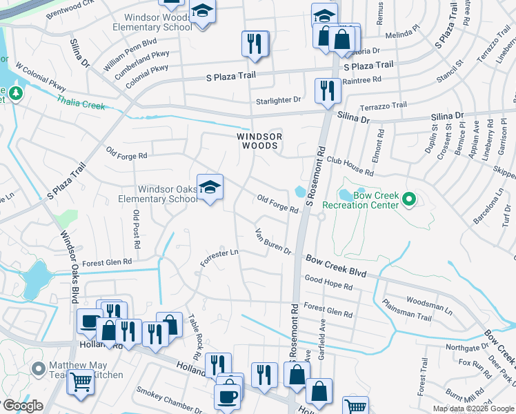 map of restaurants, bars, coffee shops, grocery stores, and more near 3700 Old Forge Road in Virginia Beach