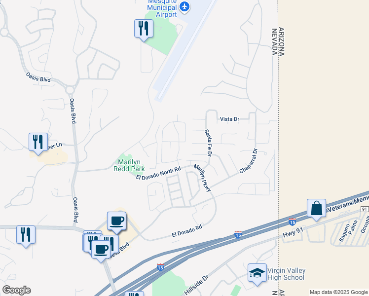 map of restaurants, bars, coffee shops, grocery stores, and more near 882 Mesquite Springs Drive in Mesquite