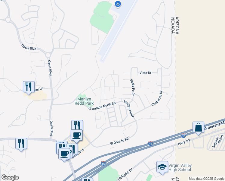 map of restaurants, bars, coffee shops, grocery stores, and more near 875 Mesquite Springs Drive in Mesquite