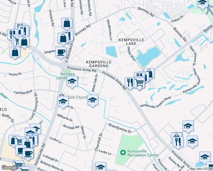 map of restaurants, bars, coffee shops, grocery stores, and more near 513 Englewood Drive in Virginia Beach