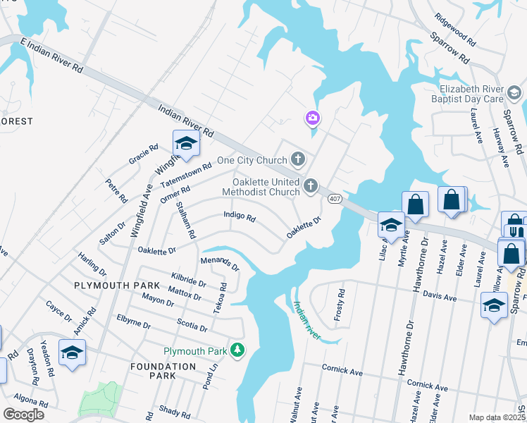 map of restaurants, bars, coffee shops, grocery stores, and more near 3310 Hornsea Road in Chesapeake