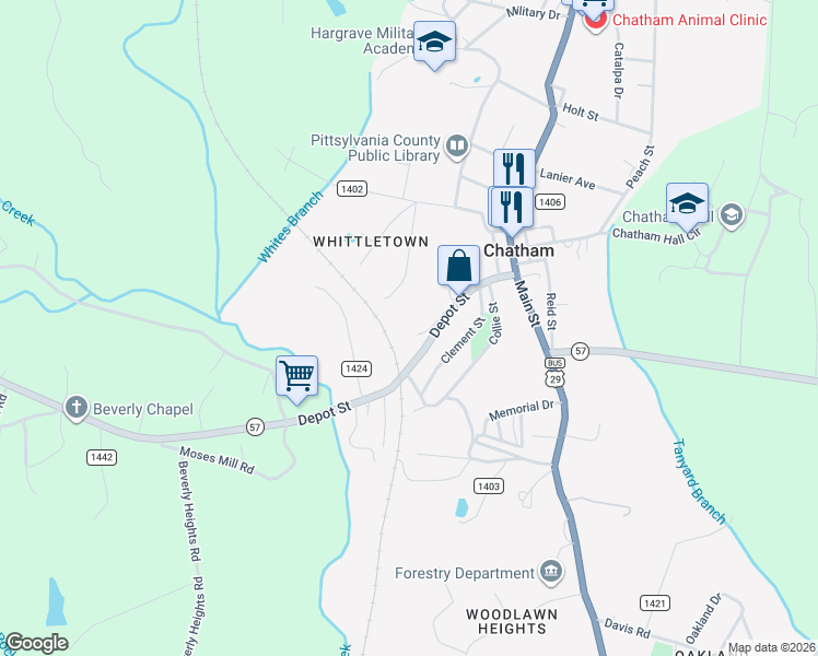map of restaurants, bars, coffee shops, grocery stores, and more near 21 Ridge Street in Chatham