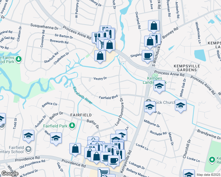 map of restaurants, bars, coffee shops, grocery stores, and more near 5232 West Randolph Court in Virginia Beach