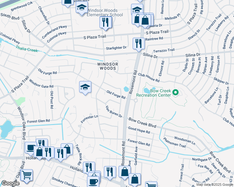 map of restaurants, bars, coffee shops, grocery stores, and more near 3700 Old Forge Road in Virginia Beach