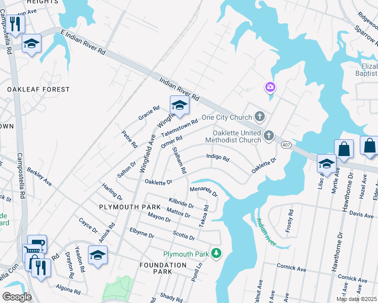 map of restaurants, bars, coffee shops, grocery stores, and more near 3205 Hornsea Rd in Chesapeake