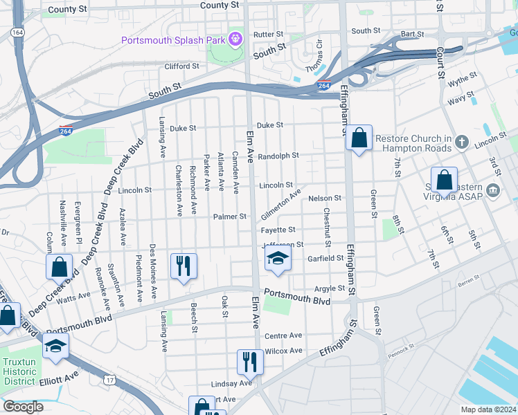 map of restaurants, bars, coffee shops, grocery stores, and more near 2004 Virginia 337 Alternate in Portsmouth