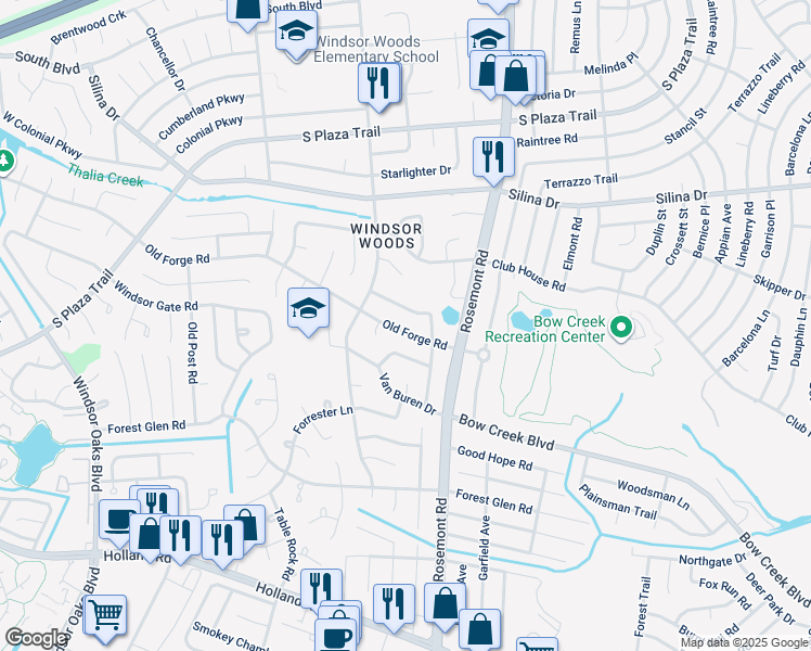 map of restaurants, bars, coffee shops, grocery stores, and more near 3644 Old Forge Road in Virginia Beach