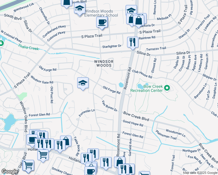 map of restaurants, bars, coffee shops, grocery stores, and more near 3644 Old Forge Road in Virginia Beach
