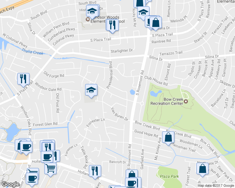 map of restaurants, bars, coffee shops, grocery stores, and more near 3700 Old Forge Road in Virginia Beach