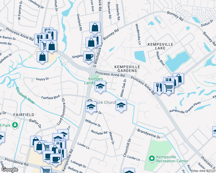 map of restaurants, bars, coffee shops, grocery stores, and more near 5040 Eaton Court in Virginia Beach