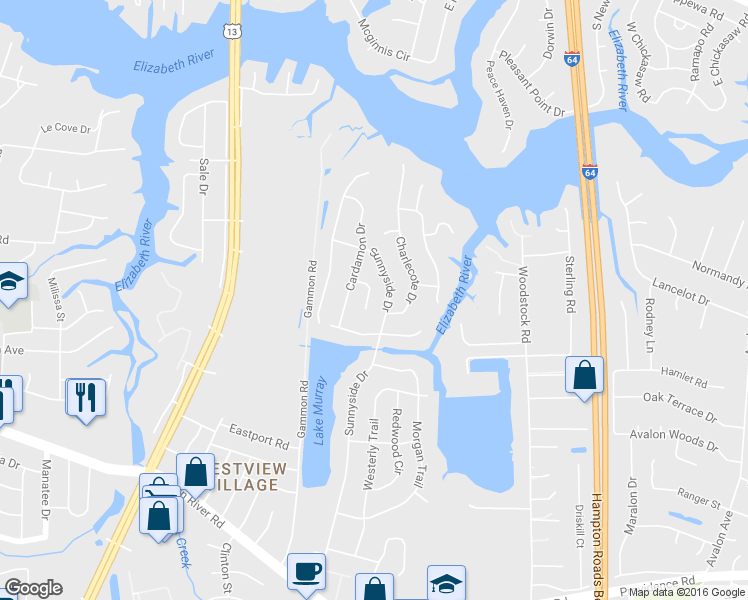 map of restaurants, bars, coffee shops, grocery stores, and more near 616 Cardamon Court in Virginia Beach