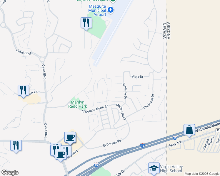 map of restaurants, bars, coffee shops, grocery stores, and more near 902 Mesquite Springs Drive in Mesquite