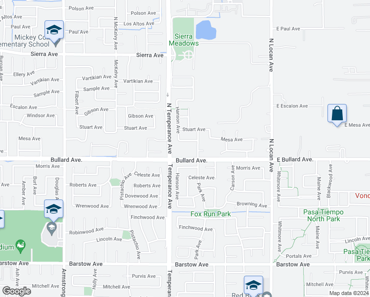 map of restaurants, bars, coffee shops, grocery stores, and more near 2659 Bullard Avenue in Clovis