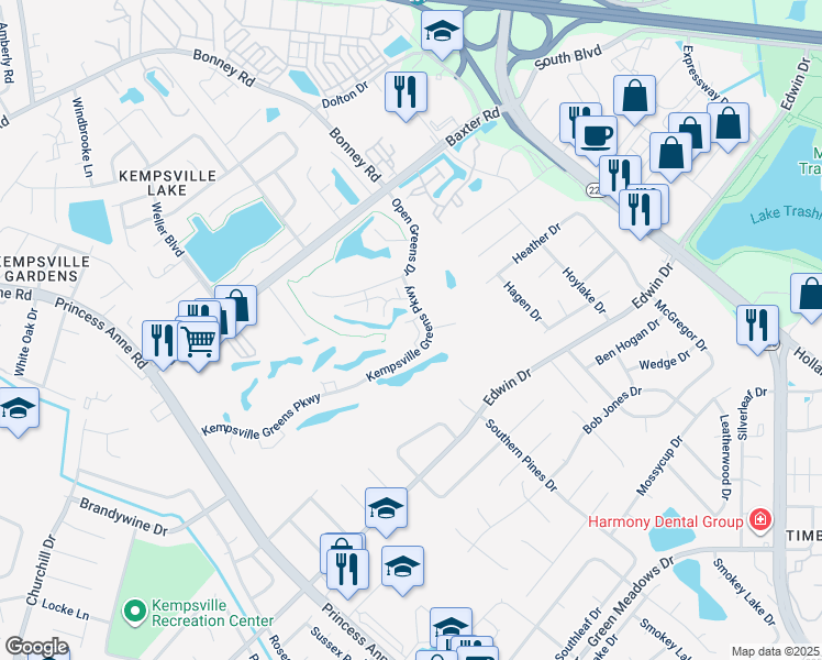 map of restaurants, bars, coffee shops, grocery stores, and more near 4809 Strand Drive in Virginia Beach