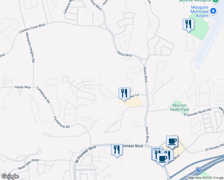 map of restaurants, bars, coffee shops, grocery stores, and more near 241 Palmer Lane in Mesquite