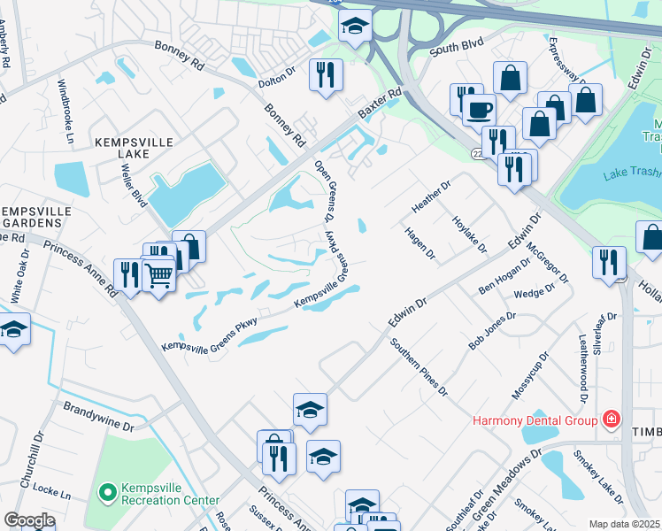 map of restaurants, bars, coffee shops, grocery stores, and more near 4853 Strand Drive in Virginia Beach