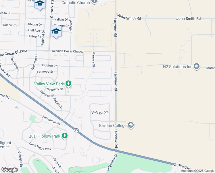 map of restaurants, bars, coffee shops, grocery stores, and more near 2051 Camden Street in Hollister