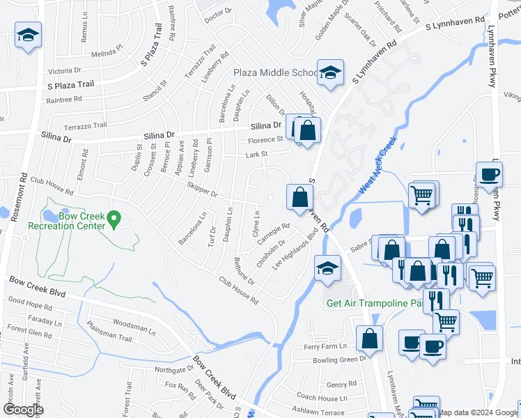 map of restaurants, bars, coffee shops, grocery stores, and more near 400 Clyne Lane in Virginia Beach