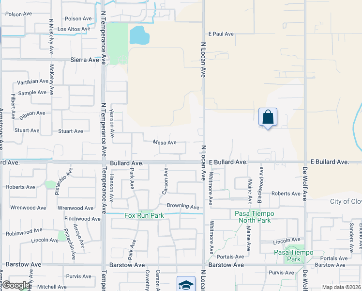 map of restaurants, bars, coffee shops, grocery stores, and more near 2910 Mesa Avenue in Clovis