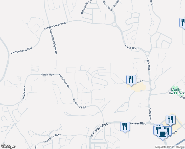 map of restaurants, bars, coffee shops, grocery stores, and more near 520 Ruby Drive in Mesquite