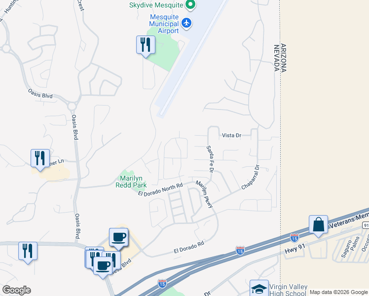 map of restaurants, bars, coffee shops, grocery stores, and more near 922 Mesquite Springs Drive in Mesquite