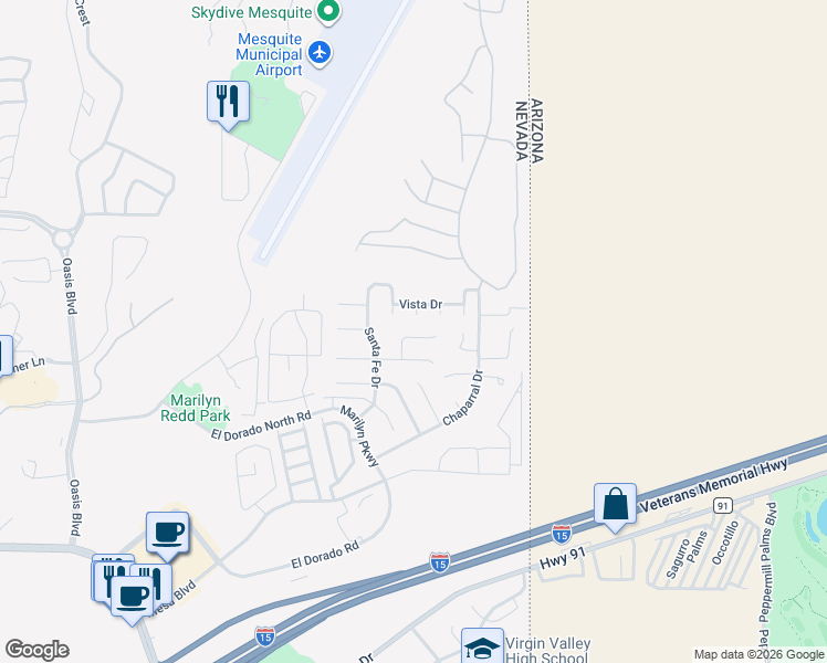 map of restaurants, bars, coffee shops, grocery stores, and more near 689 Rancho Circle in Mesquite