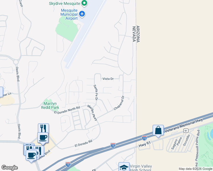 map of restaurants, bars, coffee shops, grocery stores, and more near 689 Rancho Circle in Mesquite