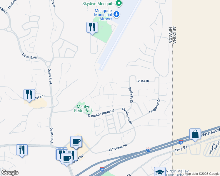 map of restaurants, bars, coffee shops, grocery stores, and more near 927 Mesquite Springs Drive in Mesquite