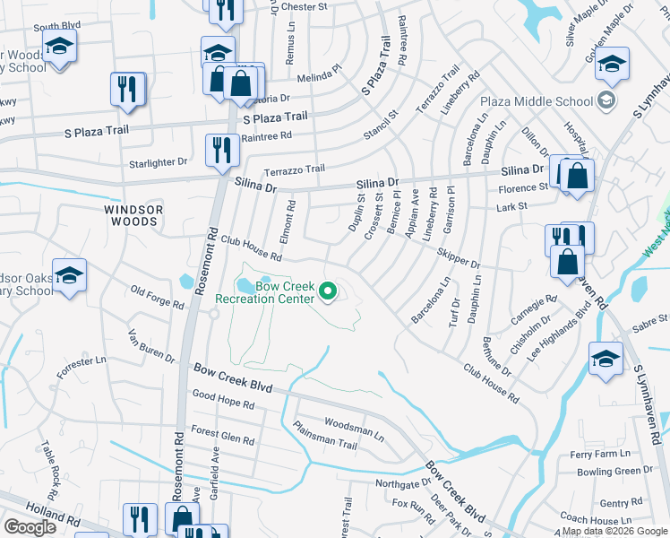 map of restaurants, bars, coffee shops, grocery stores, and more near 3429 Club House Road in Virginia Beach