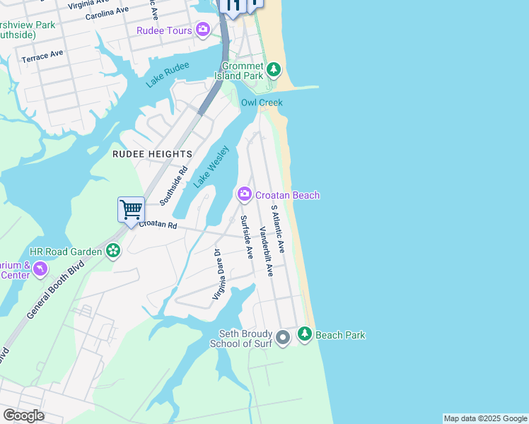 map of restaurants, bars, coffee shops, grocery stores, and more near 520 Vanderbilt Avenue in Virginia Beach