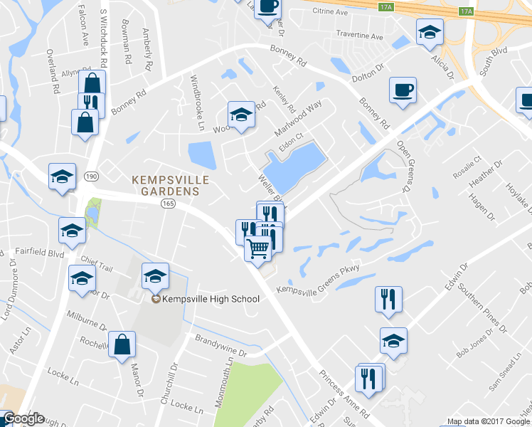 map of restaurants, bars, coffee shops, grocery stores, and more near 4822 Afton Court in Virginia Beach