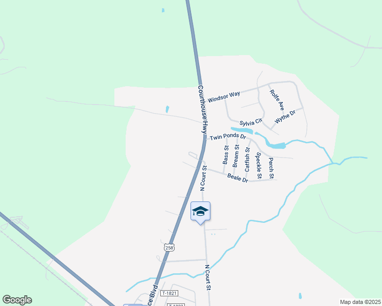 map of restaurants, bars, coffee shops, grocery stores, and more near 23128 Courthouse Highway in Windsor