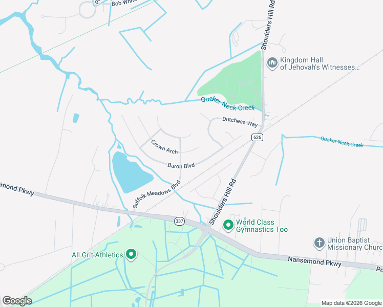 map of restaurants, bars, coffee shops, grocery stores, and more near 307 Crown Arch in Suffolk